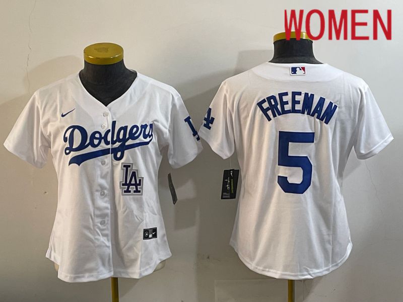 Women Los Angeles Dodgers #5 Freeman White Game 2024 Nike MLB Jersey style 11201